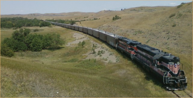 Pulling a unit train west of Oacoma, SD on Dakota Southern